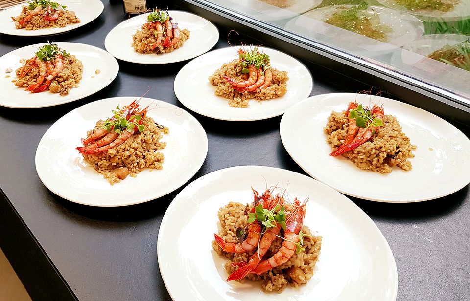 Arroz seco con sípia y gambas